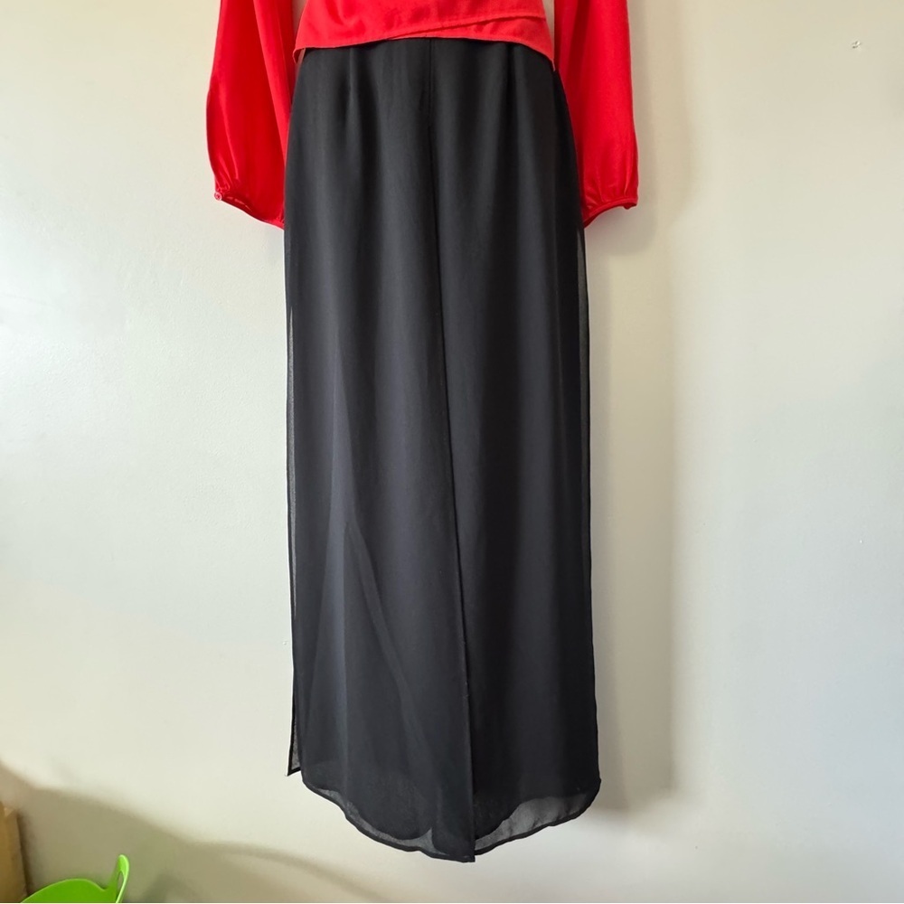 Joseph Ribkoff Black Wide Leg Pants with overlay chiffon - Picture 13 of 14